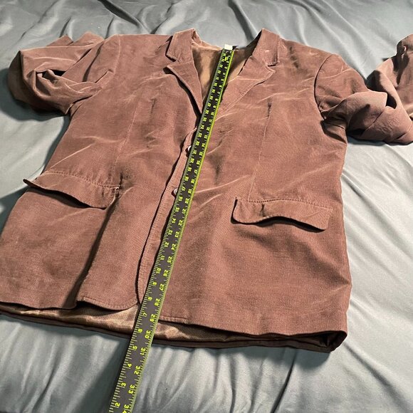 Claiborne Mens Blazer Jacket Size 44R Brown Corduroy Double Button Retro Classic - Picture 7 of 16